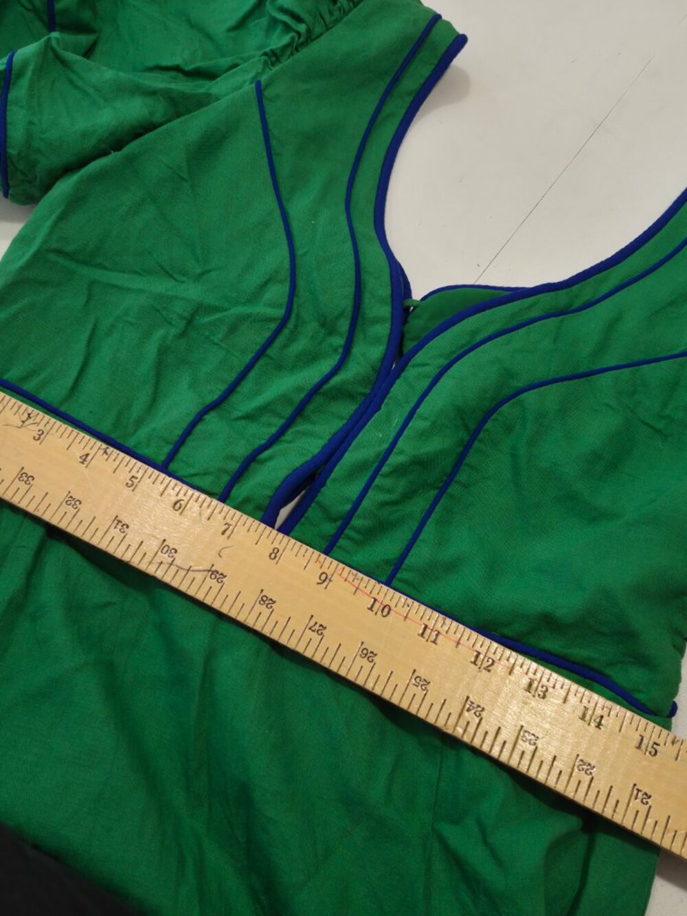Farm Rio Piped Cutout Linen-Blend Midi Dress In Green Size L - Picture 4 of 8